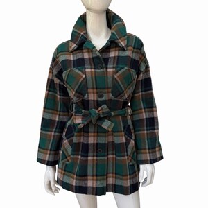 Vintage Wool Belted Pendleton Jacket, Womens M, Green, 1970’s image 2