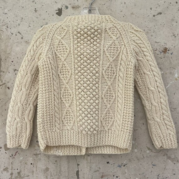 Vintage 1960’s Irish Cable Knit Wool Cardigan Swe… - image 4