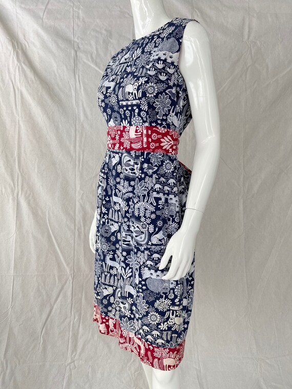 Vintage 1960’s Folk Art Creature Print Dress - image 8