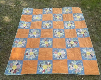 Vintage 1930’s/40’s Hand Stitched Finished Cotton Quilt