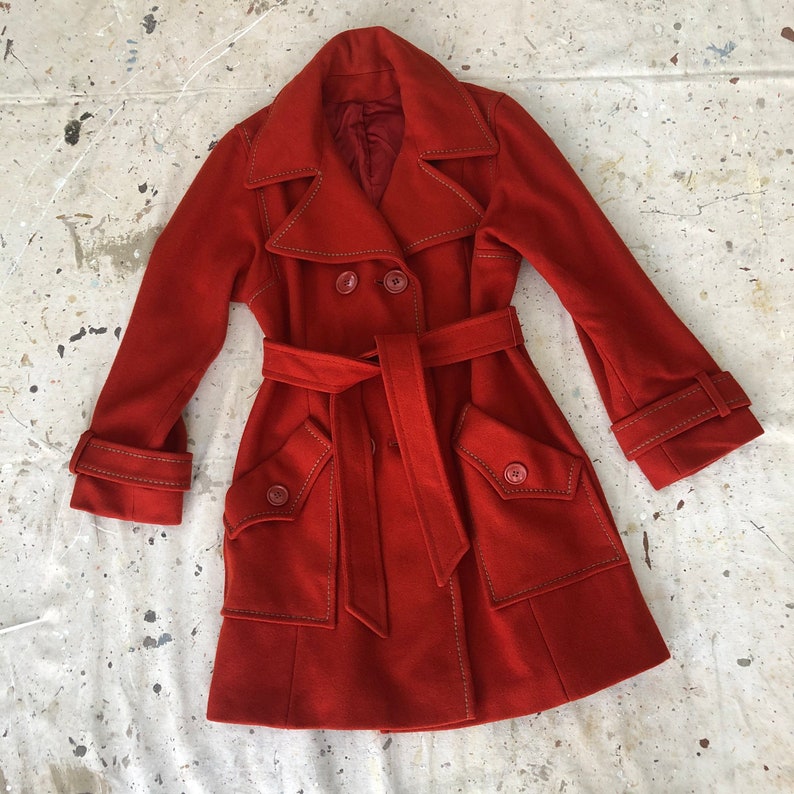 Vintage Sienna Wool Belted 70\u2019s Coat