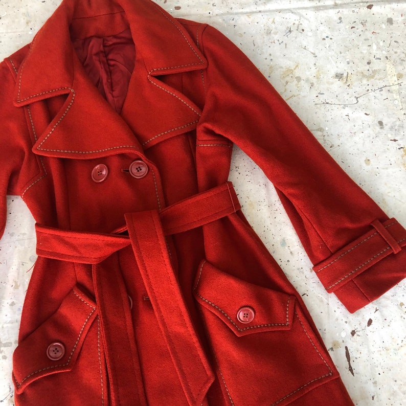 Vintage Sienna Wool Belted 70\u2019s Coat
