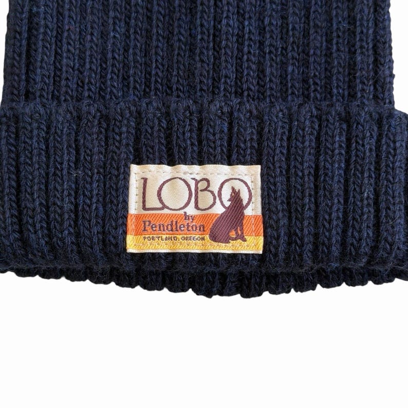 Berretto vintage LOBO Pendleton in lana, blu navy, per bambini immagine 3