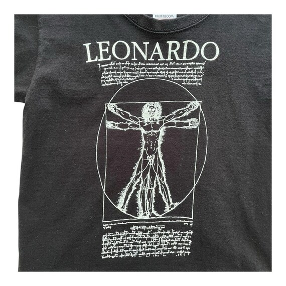 Vintage Leonardo Da Vinci Graphic T Shirt Kids 3-4, Black, Fruit
