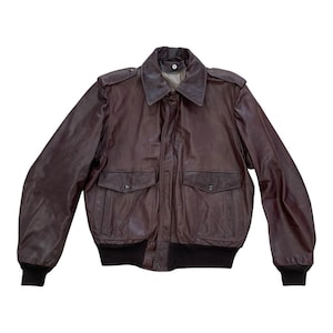 Vintage 70’s Schott 184SM Brown Cowhide Leather Bomber Jacket Size 42