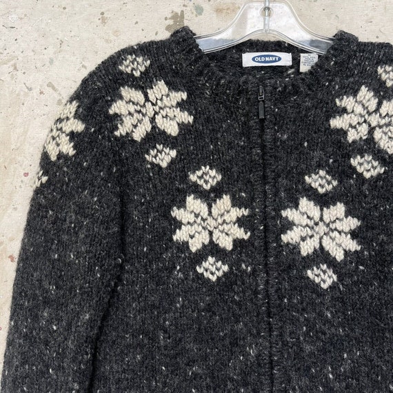 Vintage 90’s Old Navy Wool Cardigan Zip Sweater, … - image 3