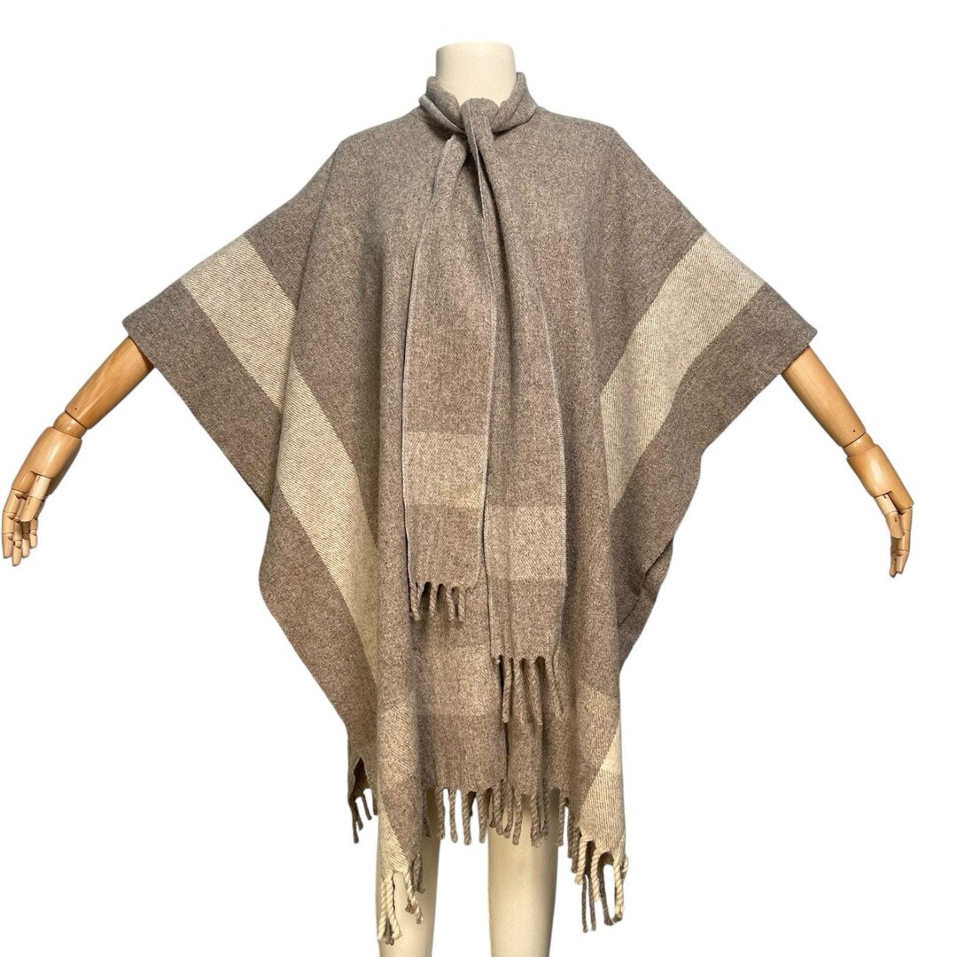 80s～ wool poncho coat 1980s Wool Woven Poncho Cape Coat - Etsy