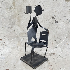 Avant Garde 90’s Hand Forged Optical Illusion Sculpture/Candle Holder