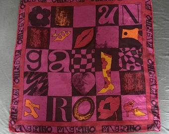 RARE Vintage 1960’s Ungaro Pop Art Mod Silk Scarf