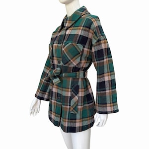 Vintage Wool Belted Pendleton Jacket, Womens M, Green, 1970’s image 1