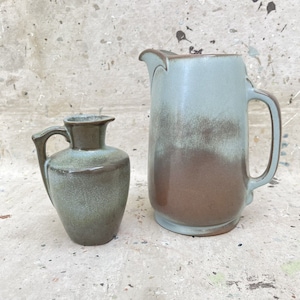 Vintage Frankoma Pottery Ceramic Pitcher Set, Rare Color