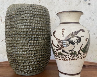 Vintage Hand Painted Tonala Mexico Ceramic Vase