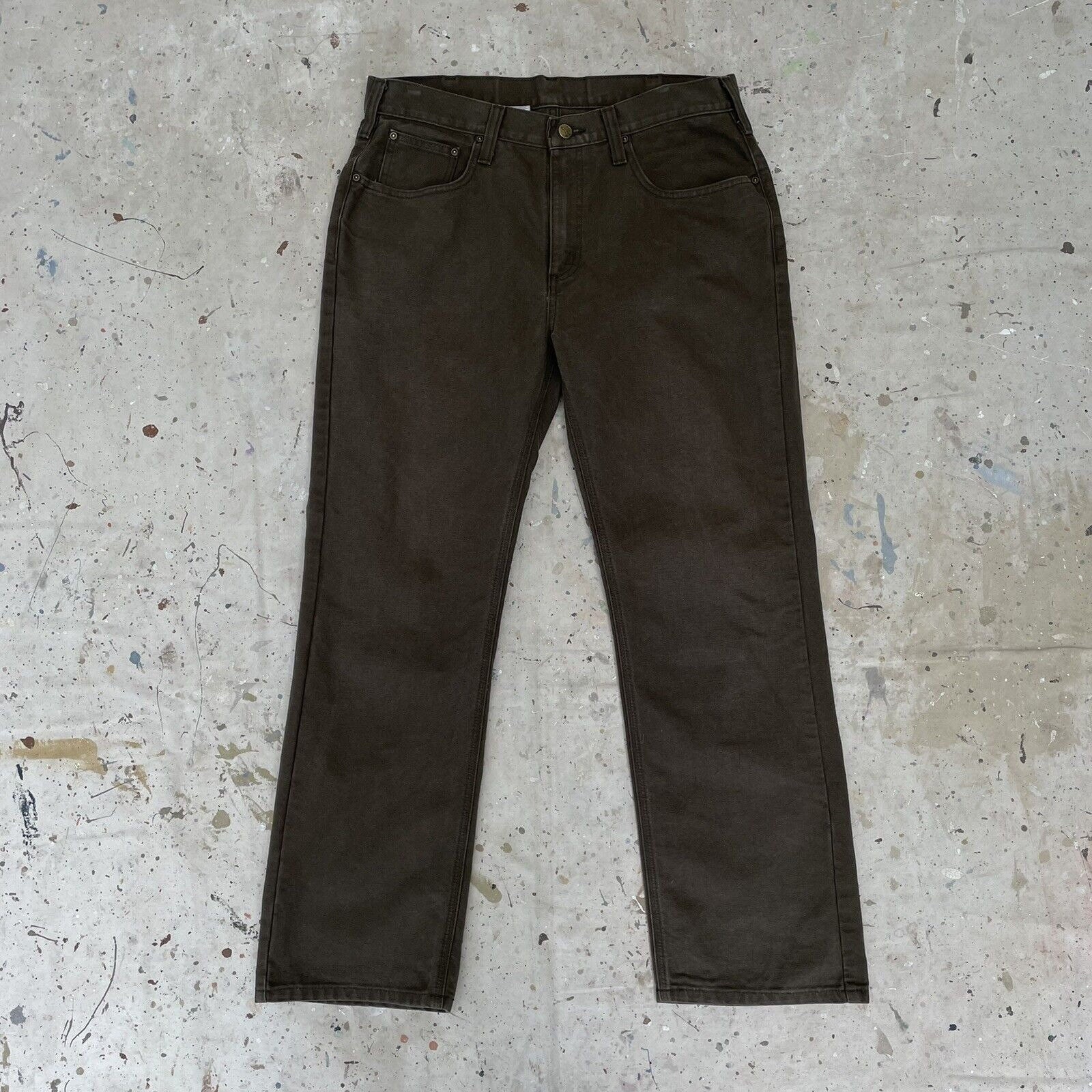Carhartt Mens B11-MOS Distressed Dungaree Fit Pants 38x34 Workwear Green