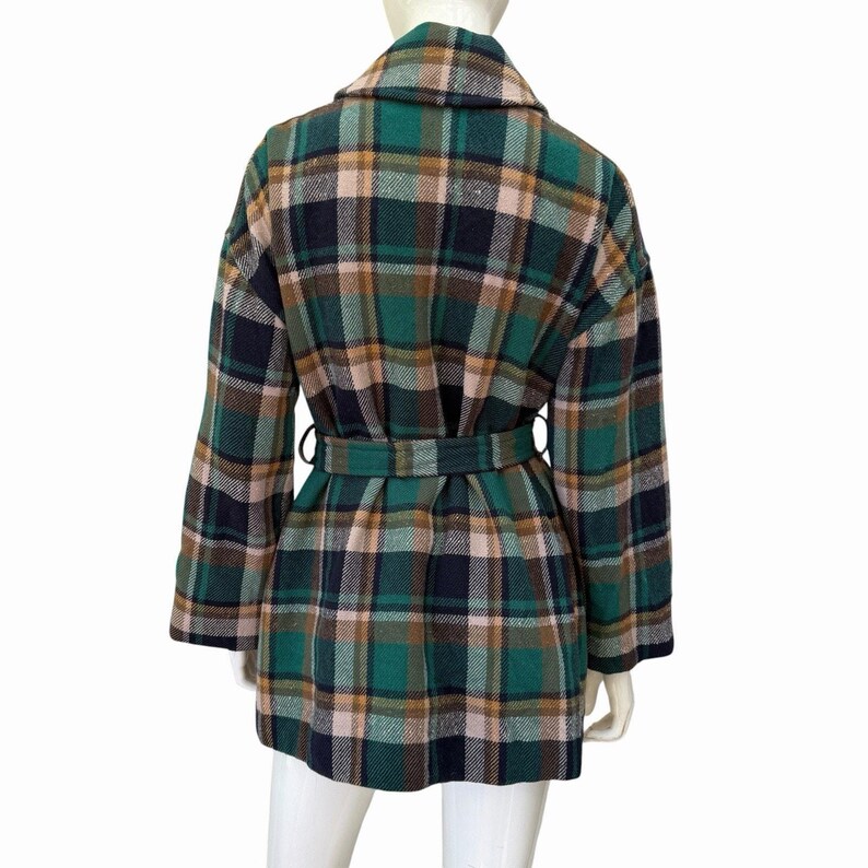 Vintage Wool Belted Pendleton Jacket, Womens M, Green, 1970’s image 5
