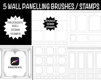 Procreate Interior Design Stamps, Procreate Wall Panelling, Procreate Room Brushes, Procreate Vintage Stamps, Architecture Stamps