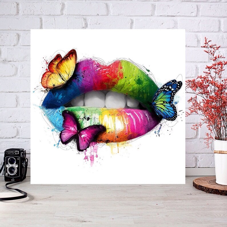 Lips Art / Lips Canvas / Sexy Lips / Graffiti Art / Canvas Art Etsy