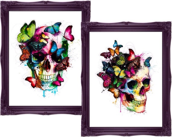 Floral Skull Gothic skull wall art print unframed