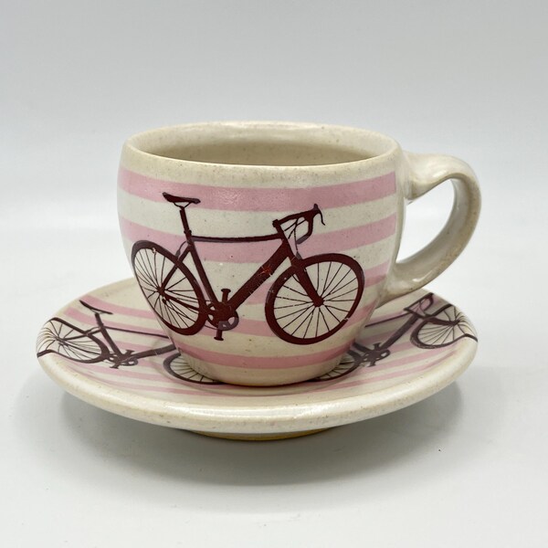 Bike Espresso Set with Pink Stripes