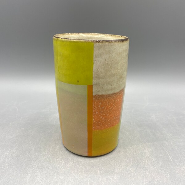 Small Vase with Orange, Chratreuse and Silver