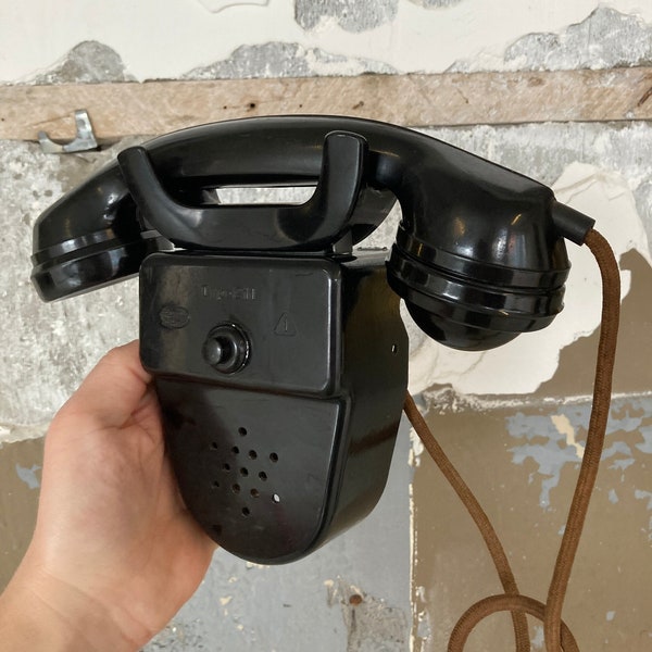 Flaco - Type 211 - wall telephone - 50's made - black ceramic wall phone antique decoration