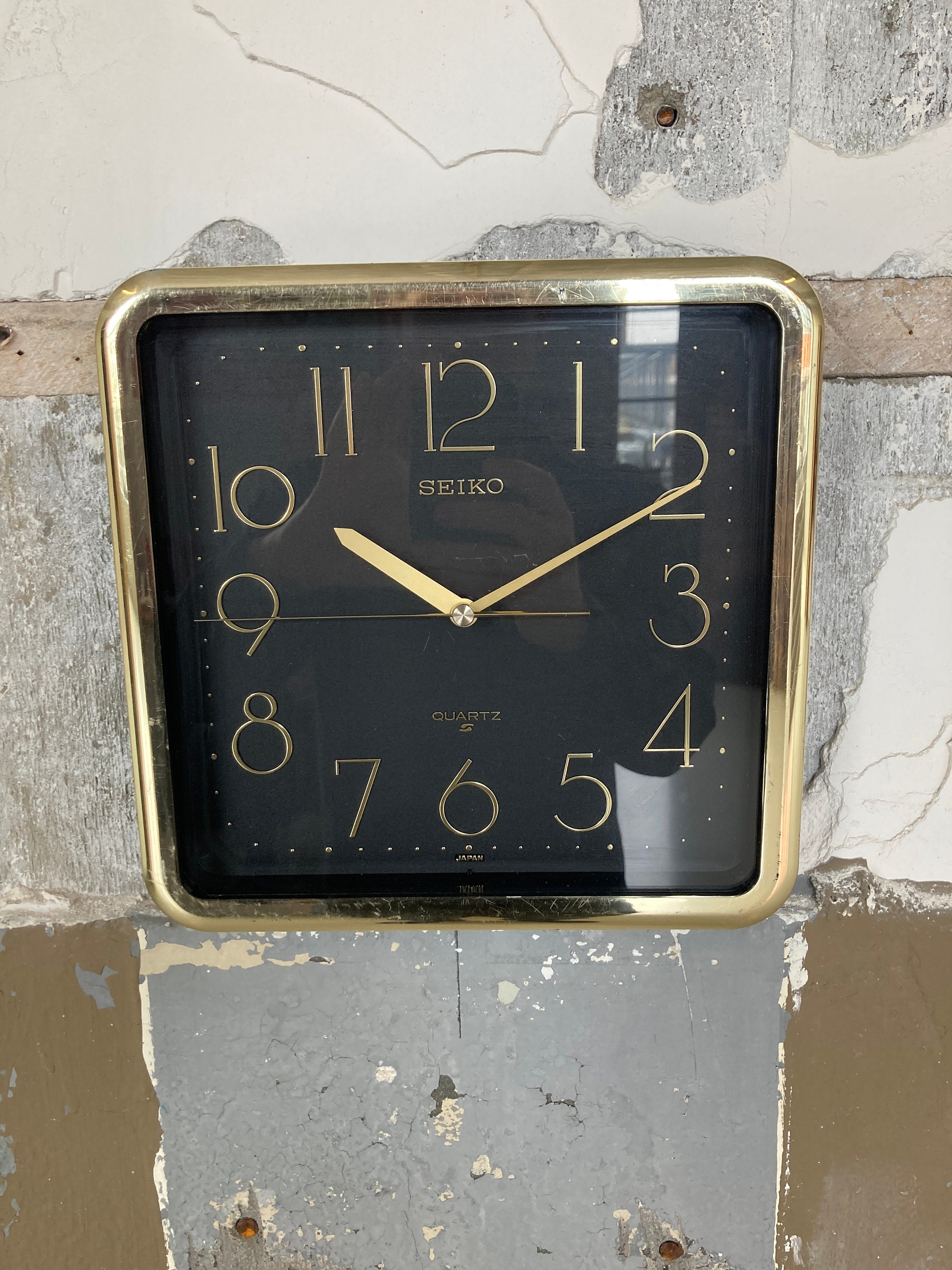 インテリア時計 SEIKO quartz square wall clock 90s 1990s Seiko, Vintage Japan Clock With a Timer by Quartz in