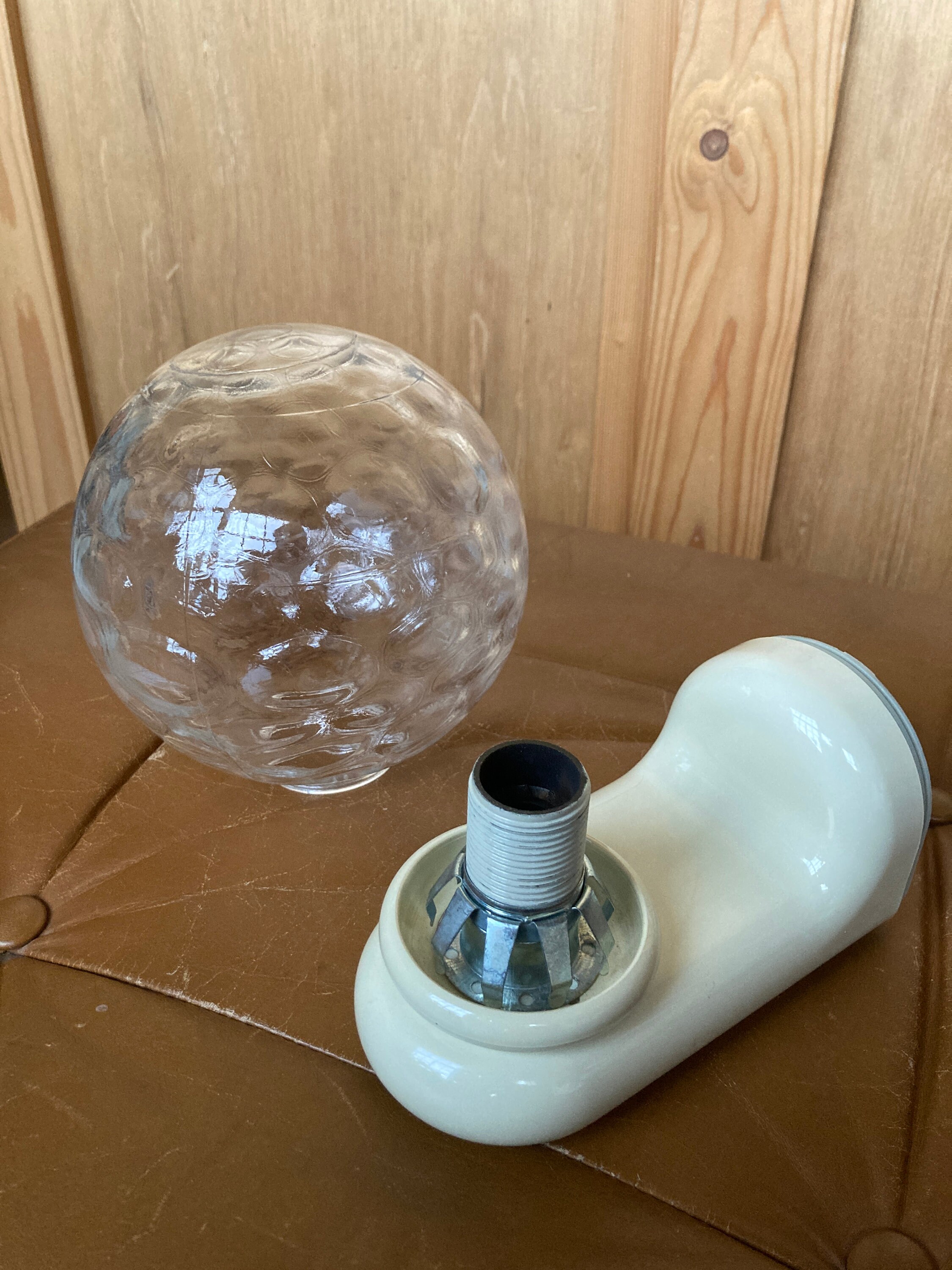 Retro Bathroom Wall Light With Glass Bowl and Cream White - Etsy