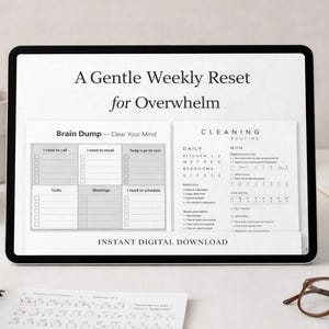 ADHS Wochen-Reset-Planer | Brain Dump, Focus Tracker, Reinigung (PDF)