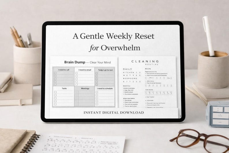 ADHD Weekly Reset Planner | Brain Dump, Focus Tracker, Cleaning (PDF ...