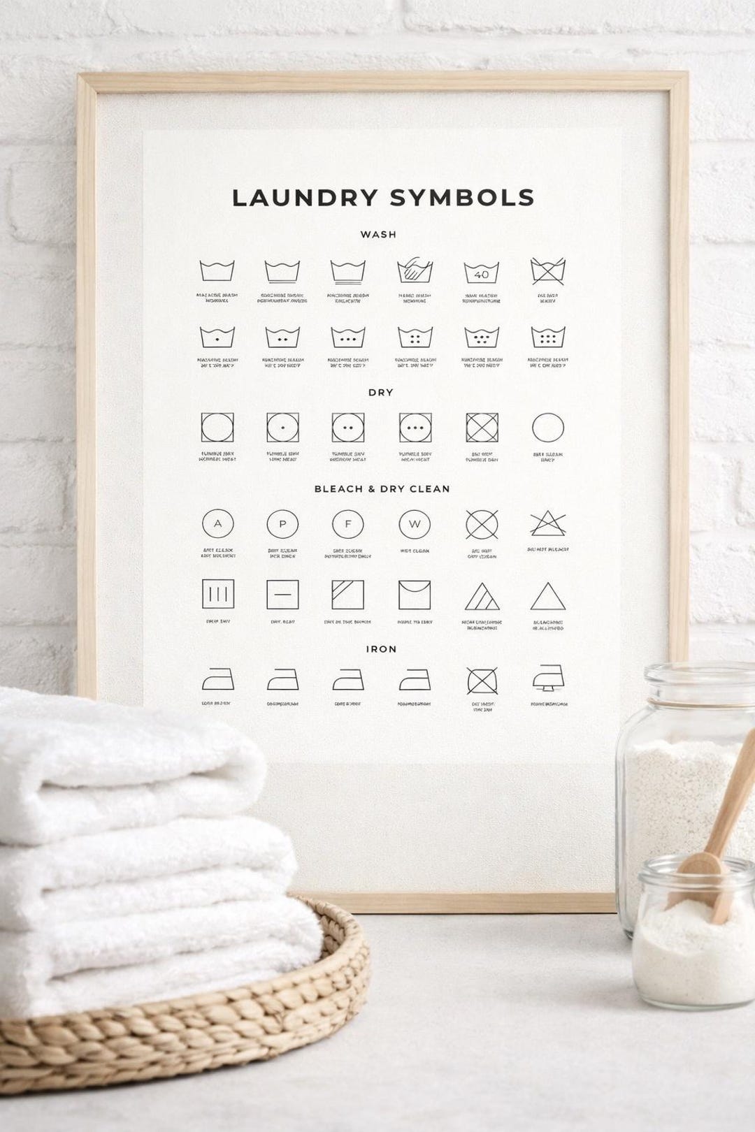 Laundry Symbols Wall Art Printable | Minimalist Laundry Room Decor ...
