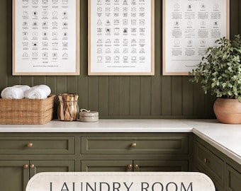 Laundry Room Printable Bundle | Fabric Care, Laundry Symbols & Stain Removal Charts (PDF + PNG)