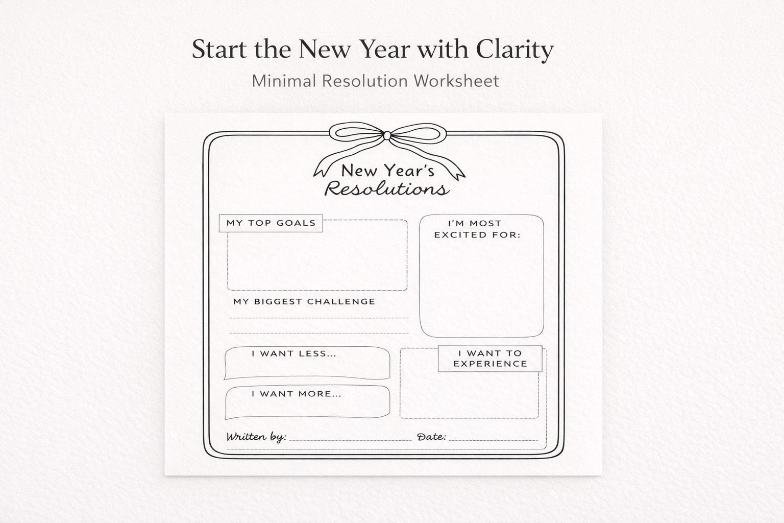 New Year’s Resolution Worksheet Printable | Goal Setting Planner ...