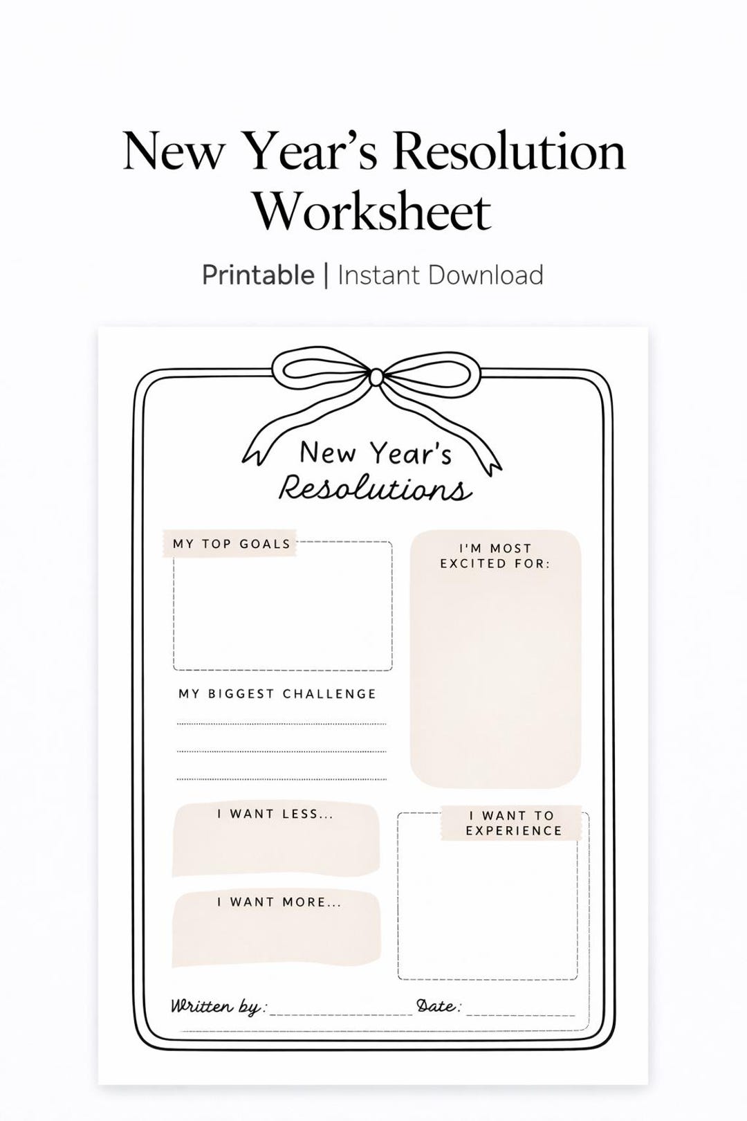 Goal Setting Worksheet Printable | Minimal Reflection Planner | Gentle ...