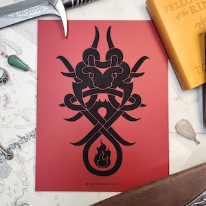 Viking Balrog &quot;Durin&#39;s Bane&quot; - Laser Engraved Leatherette Art Print - Perfect gift for the Tolkien fan that has everything!