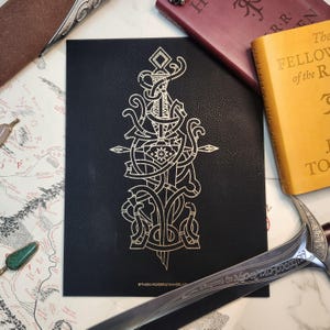 Viking Narsil, Elendil&#39;s Blade! - Laser Engraved Leatherette Art Print - Perfect gift for the Tolkien fan that has everything!