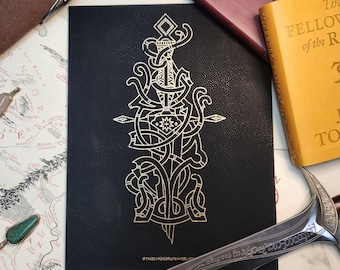 Viking Narsil, Elendil's Blade! - Laser Engraved Leatherette Art Print - Perfect gift for the Tolkien fan that has everything!