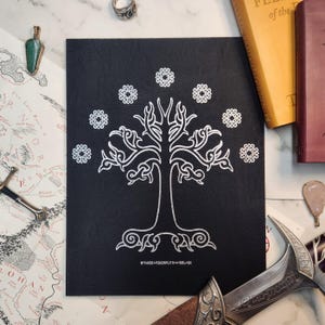 Viking White Tree of Gondor - Laser Engraved Leatherette Art Print - Perfect gift for the Tolkien fan that has everything!