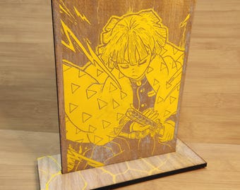 Thunder Clap - Desktop Standing Laser Engraved Zenitsu Demon Slayer Anime Art
