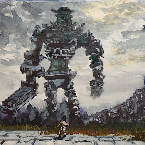 Canvas Print - Colossus - Watercolor painting for the Shadow of the Colossus fan!