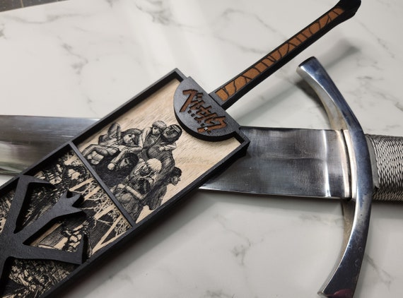 Dragonslayer Wooden Sword Wall Art: Laser Engraved Berserk Fan Art featuring Guts and The Band of the Hawk!