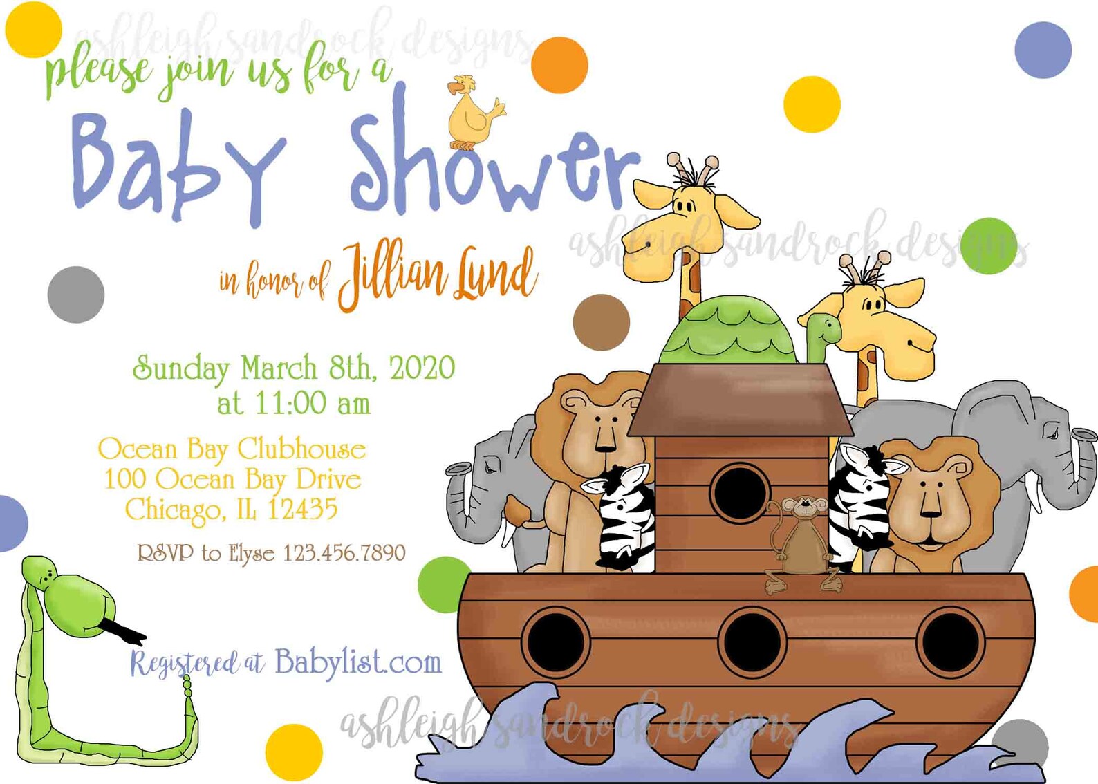 Noah's Ark Baby Shower Invitation Animals Baby Shower - Etsy