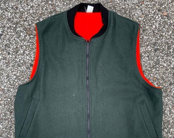 Vintage 90s Reversible Green/Orange Hunting Zip Up Vest