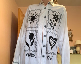 Vintage 90s Express 100% Rayon Oversized Blouse