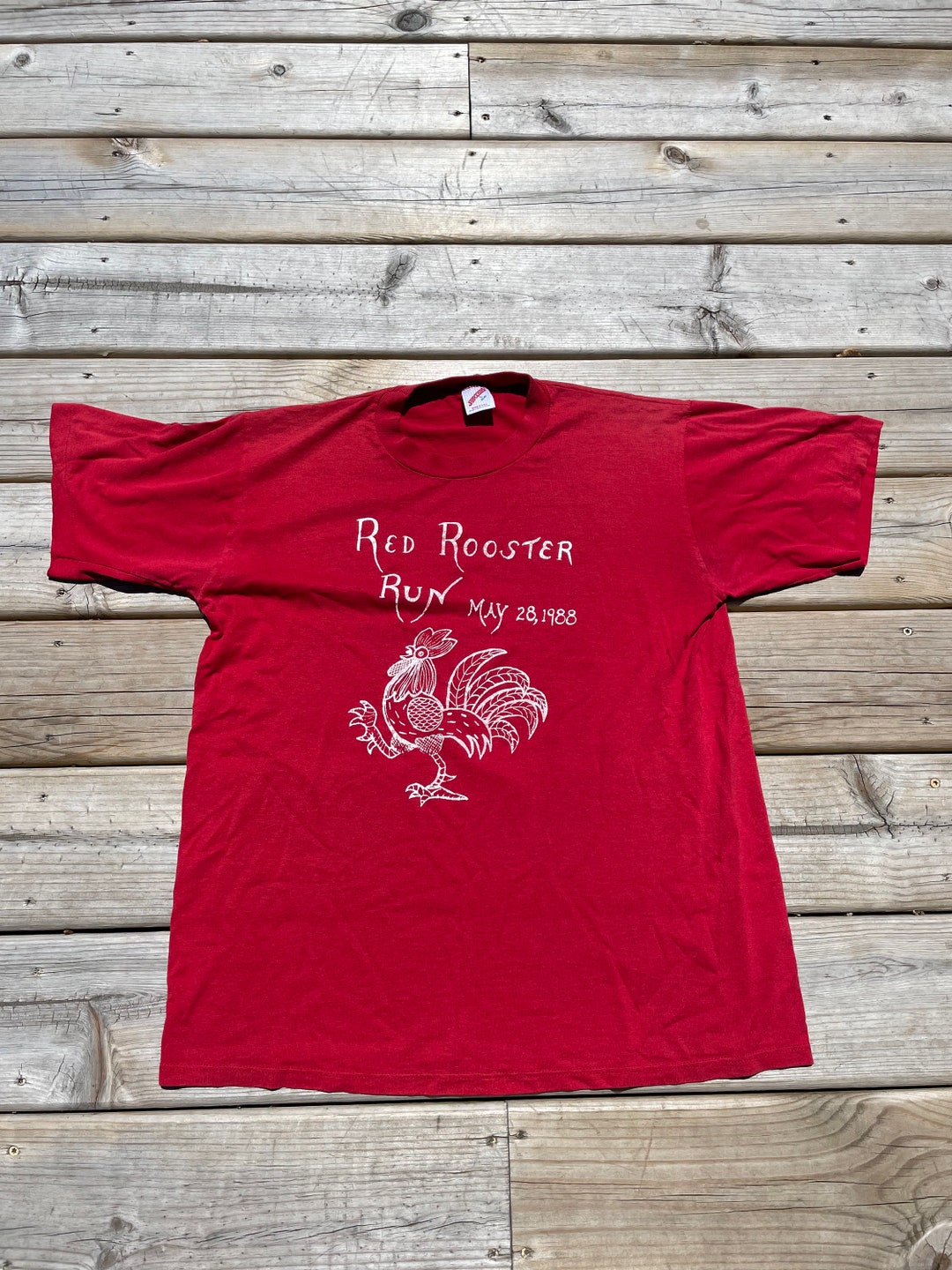 Vintage 1988 Red Rooster Run Graphic Tshirt Etsy