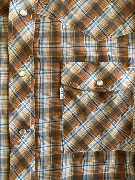 Vintage 1979 Levi's Pearl Snap Plaid Western Shirt - image 2