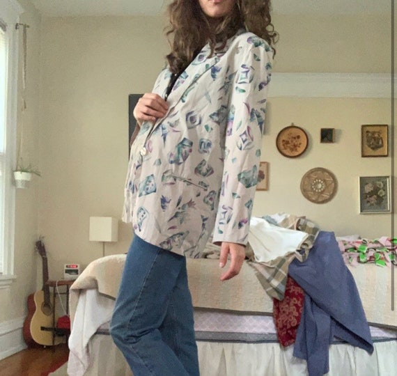 80s Floral Oversized Blazer - image 1