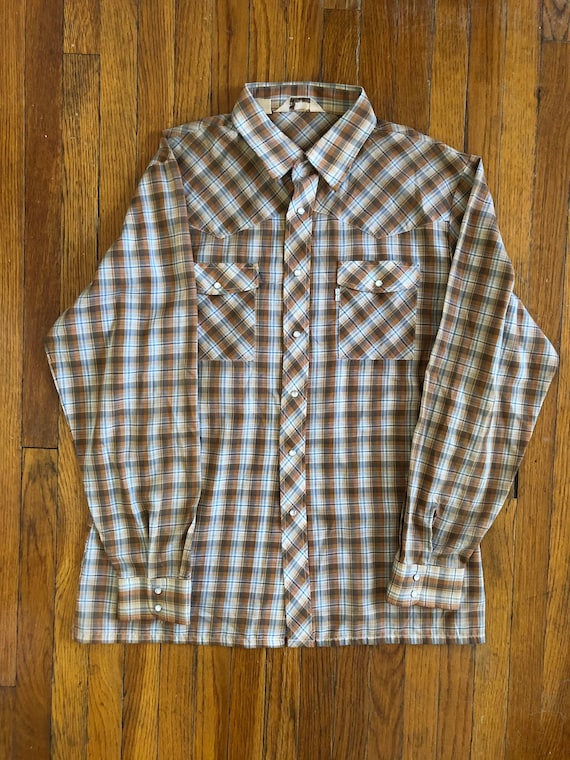 Vintage 1979 Levi's Pearl Snap Plaid Western Shirt - image 1