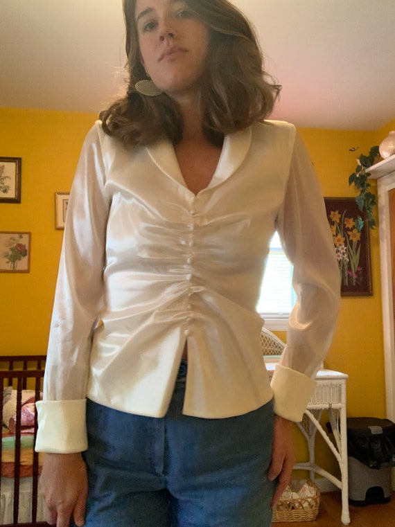 Retro 90s White Blouse - image 4