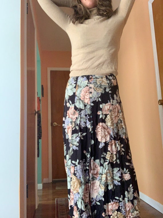 Vintage 90s Express Floral Midi Button Up Skirt - image 3