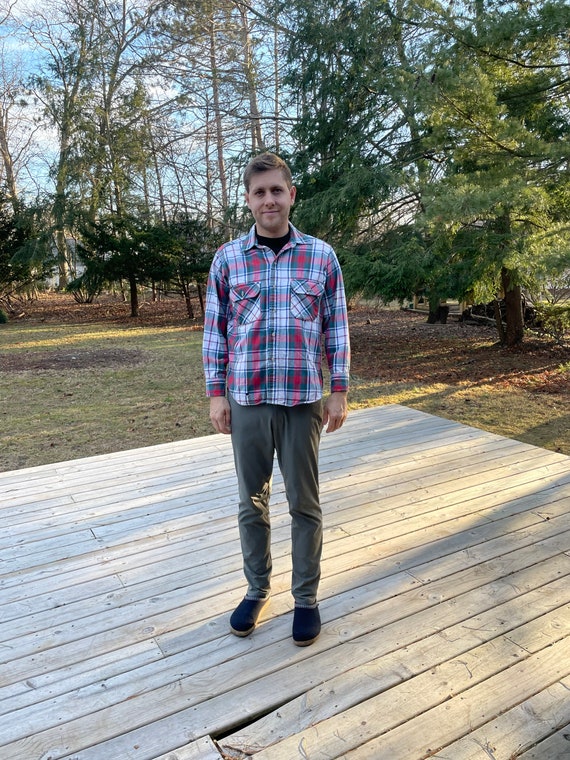 Retro 90s Thrashed Woolrich Plaid Button Up Shirt - image 7