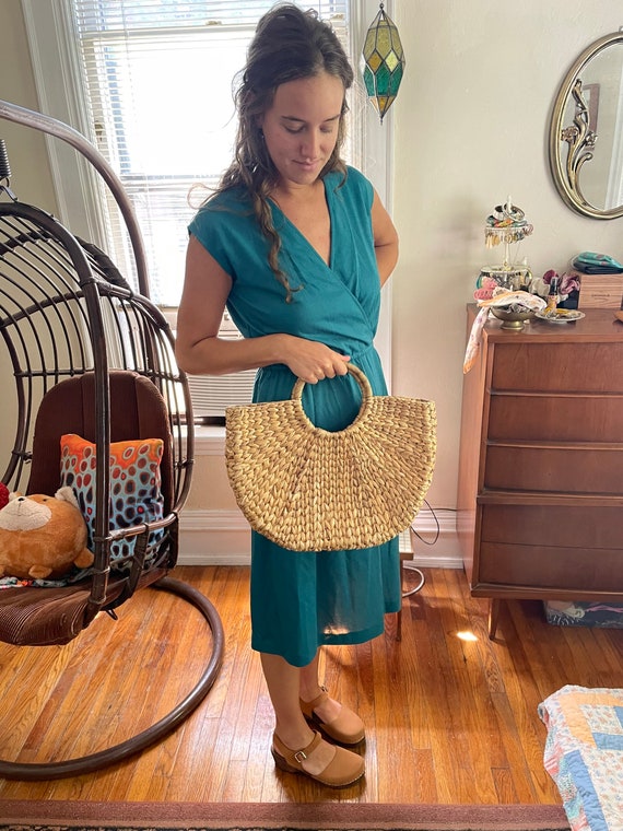 Vintage 70s Handmade Woven Wicker Purse